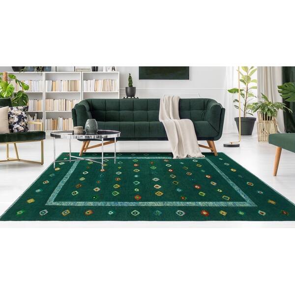 5'7 x 7'8 Blue Rug Noori Rug Handmade High-Low Kilim Malcolm Green/Lt 5'7 x 7'8 Blue Rug Noori Rug Handmade High-Low Kilim Malcolm Green/Lt