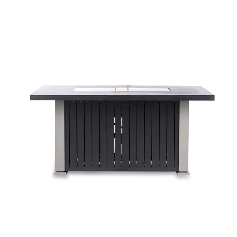 EV Fires 52" Aluminum Propane Gas Fire Pit Table in Black/Gray - 24"H x 52"W x 35"D