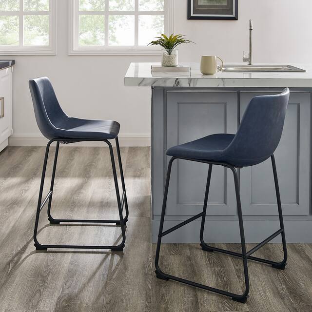 Middlebrook Prusiner 24-inch Faux Leather Counter Stool, Set of 2