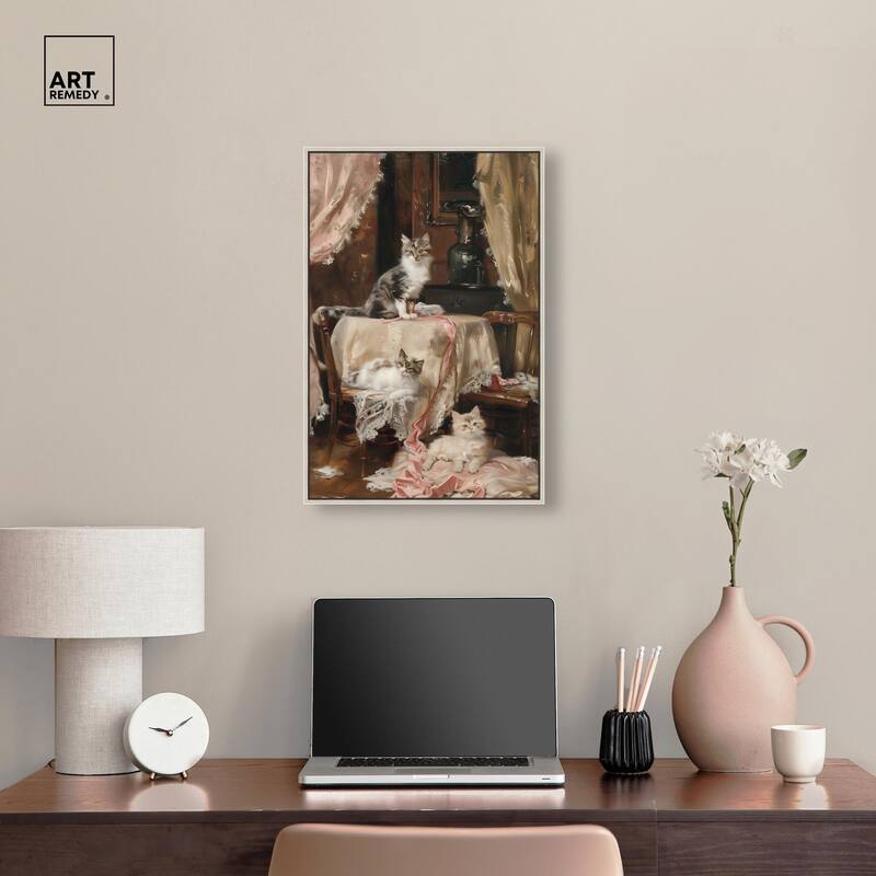 Kittens at the Table Canvas by Art Remedy