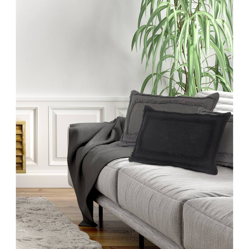 Sevita Modern Tufted Solid Black Throw Pillow