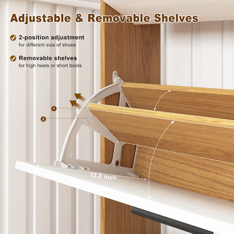 Shoe Storage Cabinet with 3 Flip Drawers, Freestanding Narrow Shoe Rack, Hidden Shoe Cabinet with Adjustable Panel