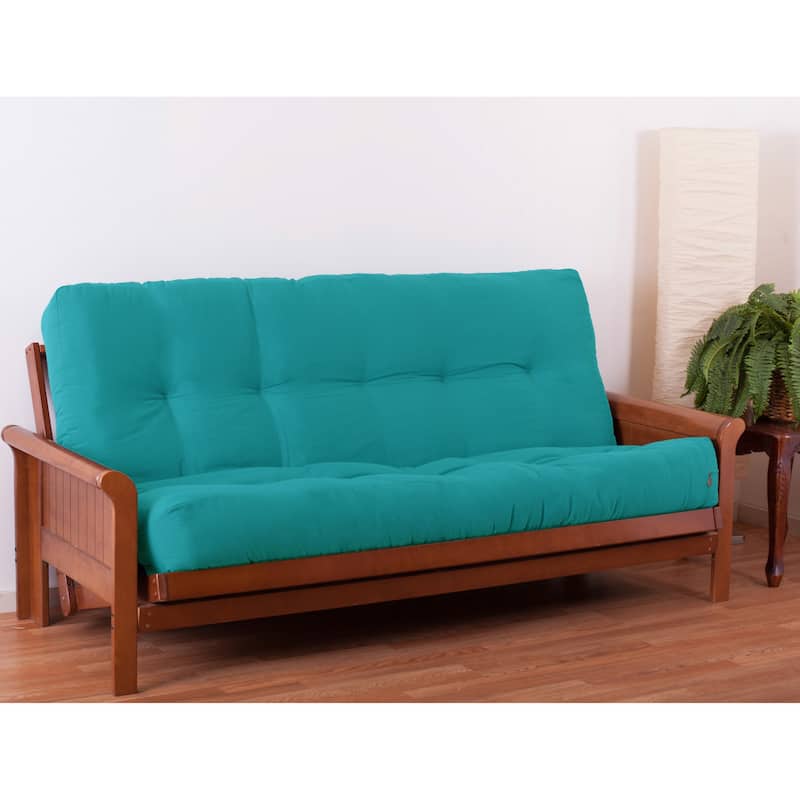 10-inch Thick Twill Futon Mattress (Twin, Full, or Queen) - Aqua Blue - Full