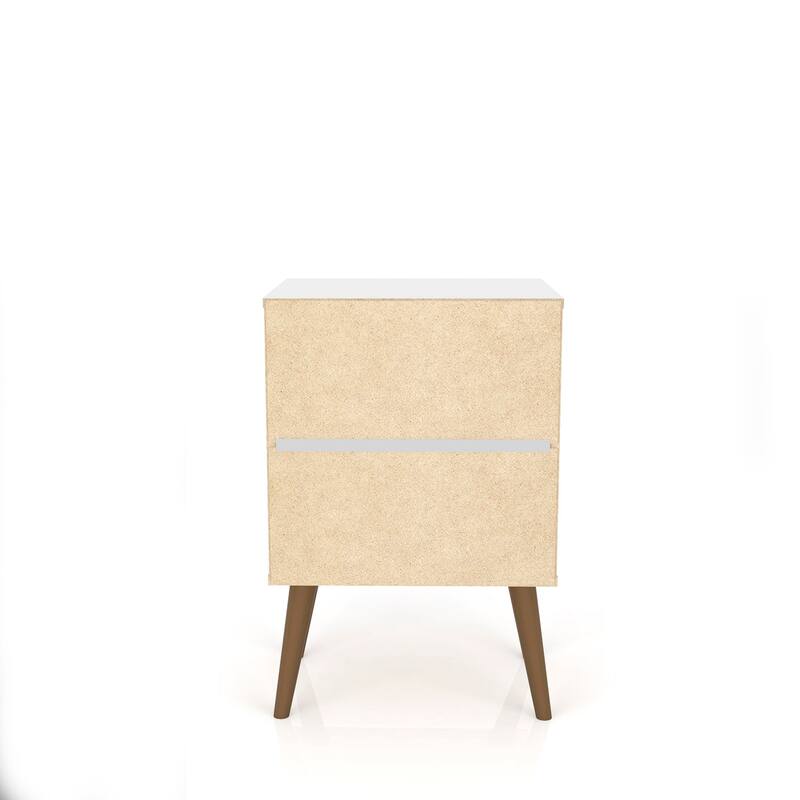 Modern Nightstand with 2 Drawers and Splayed Wood Legs Storage Cabinet