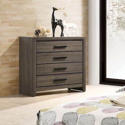 Aury Transitional Grey Solid Wood 4-Drawer Chest by Furniture of America