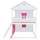 preview thumbnail 36 of 36, Full Size Bunk Wood House Bed with Elegant Windows, Sills and Tent