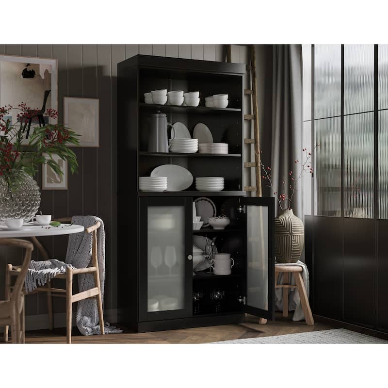 100% Solid Wood 32" Kitchen Pantry Cabinet with 2 Doors by Palace Imports