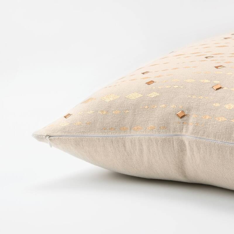 Rizzy Home Ivory and Metallic Hand crafted Striped Throw Pillow