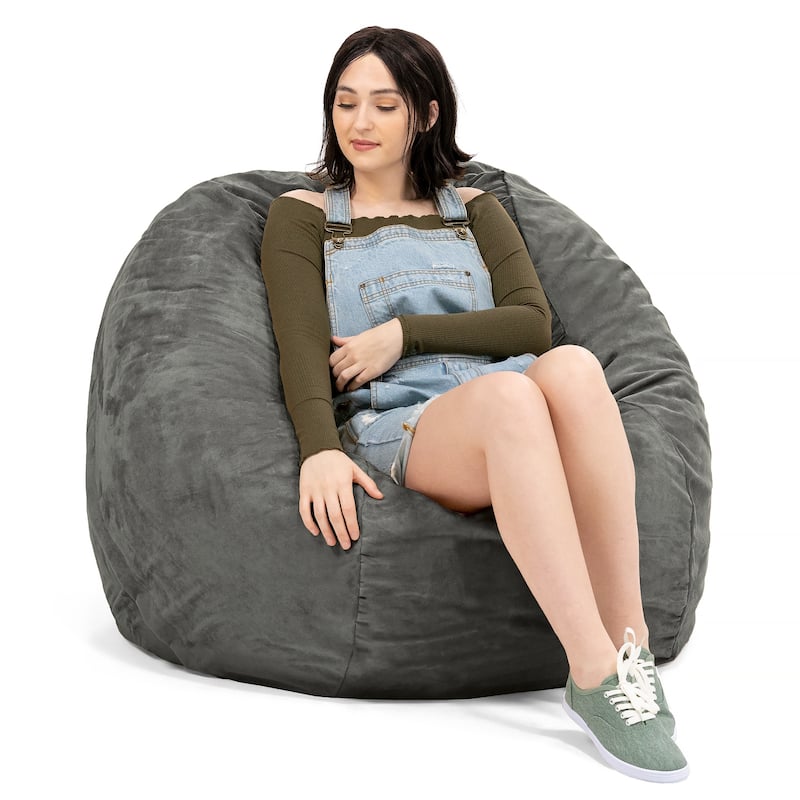 Jaxx 4 Foot Saxx Large Bean Bag Chair and Lounger for Teens and Adults - Microsuede - Charcoal