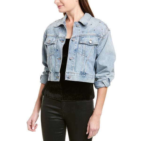 Shop La Vie Rebecca Taylor Embellished Denim Jacket Mistws Mist