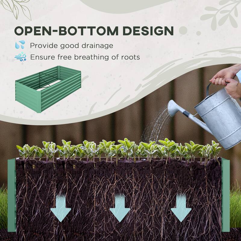 Modern Minimalist Garden Bed with Open Bottom Design, for Vegetables Flowers Plants and Herbs, Light Green - 8' x 10'