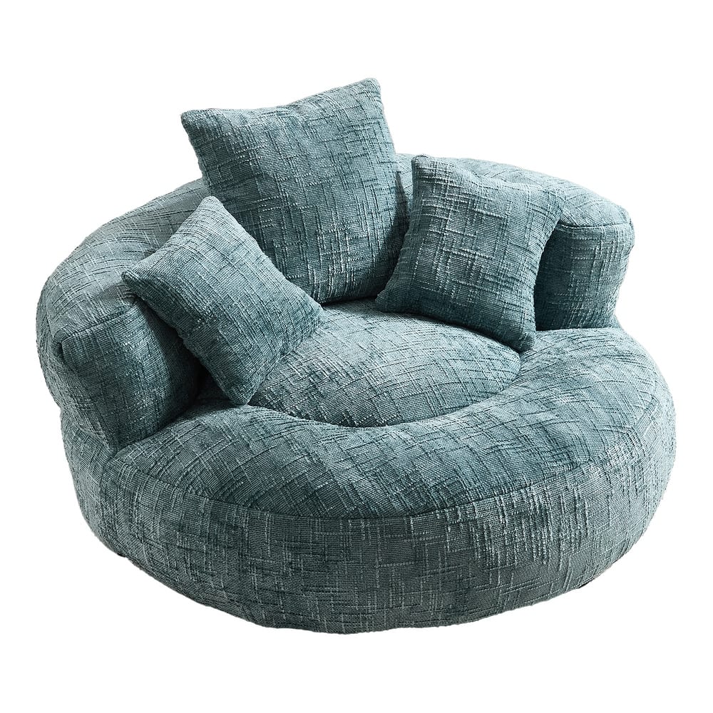 Chenille Upholstered Durable Comfort Lounger High Back Bean Bag Lazy Sofa With Three Pillows