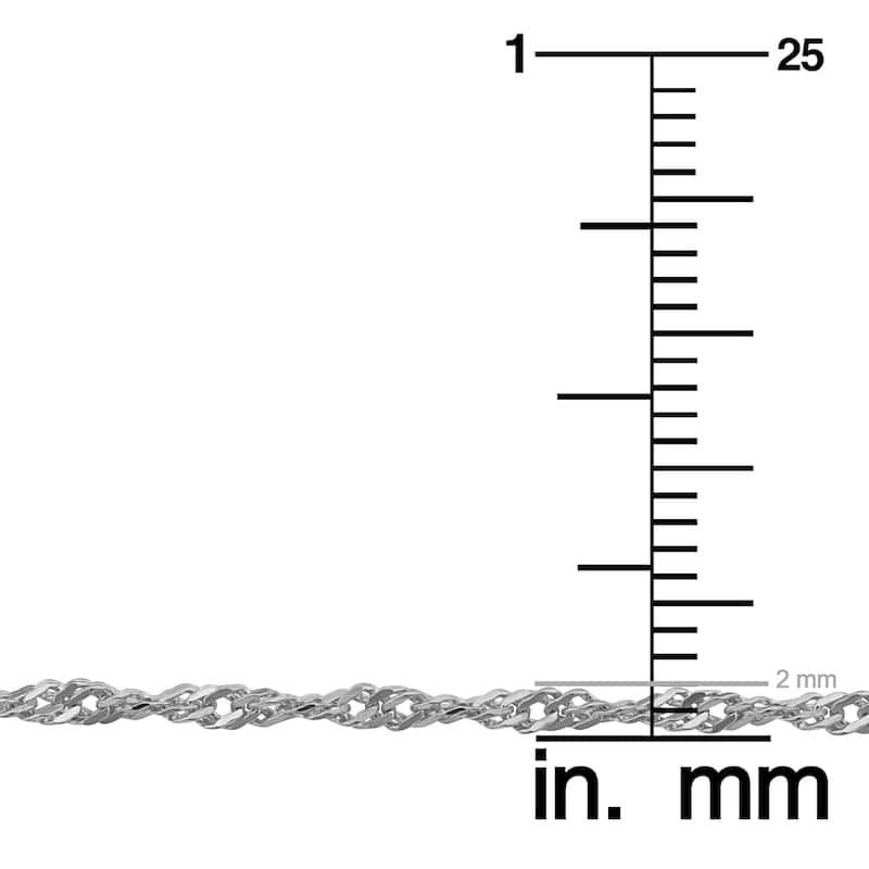 14k White Gold Filled 2 mm Singapore Chain Necklace for Women