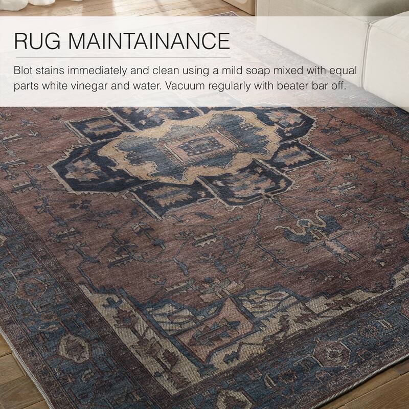 Barrymore Machine Washable Medallion Area Rug