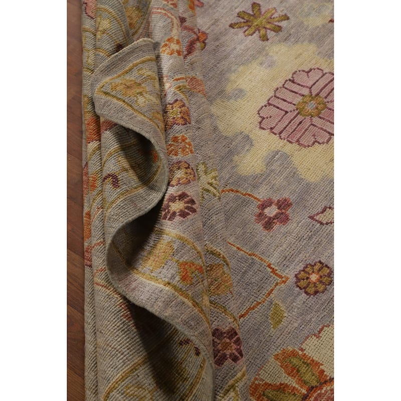 Hand Knotted Oriental 100% Wool Carpet Transitional All-Over Purples Oushak Area Rug - 9' 6'' X 8' 3''