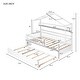 preview thumbnail 8 of 33, House Bed with Trundle Bed and Shelf, Wooden Platform Bed Frame with Full Length Guardrail and Roof