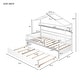 preview thumbnail 9 of 11, Twin House Bed with Trundle and Storage Shelves for Kids, Wooden Frame with Roof Design and Play Area