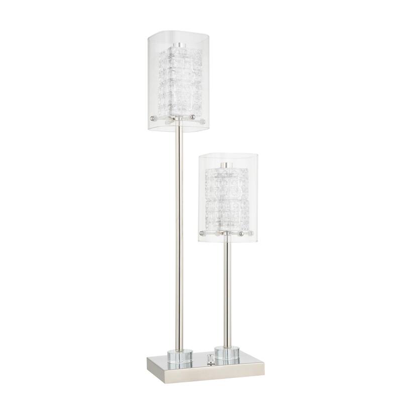 26"H Glass Table Lamp - Sand Nickel