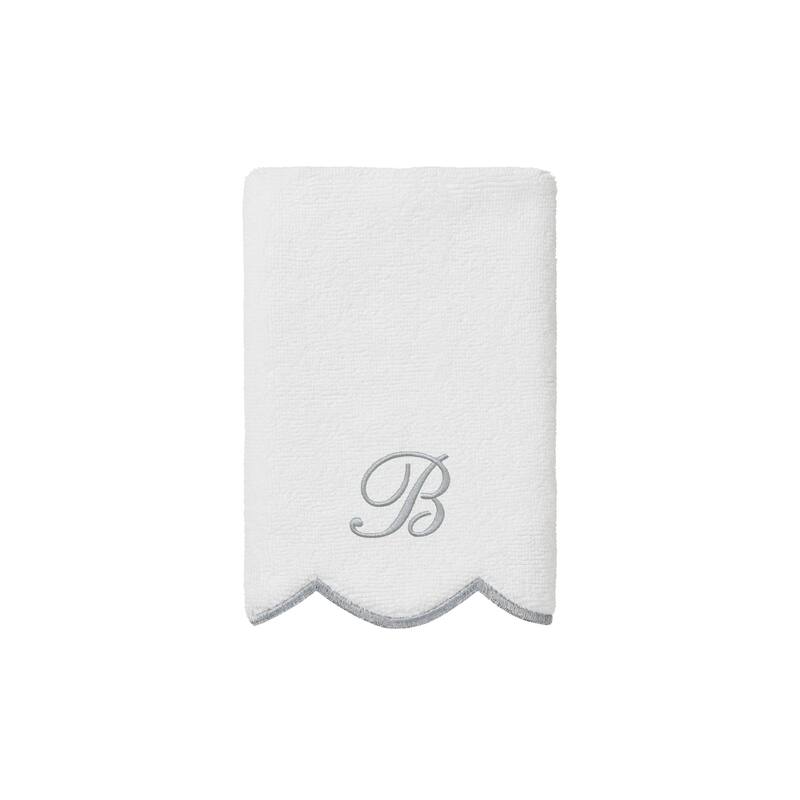 Authentic Hotel and Spa 100% Turkish Cotton Grey ADORNIA Scallop Personalized 3 Piece Towel Set - 3 Piece Set