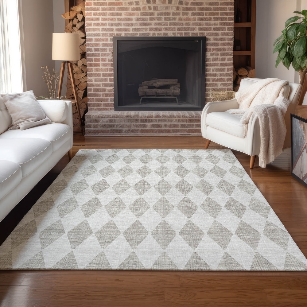 Machine Washable Indoor/ Outdoor Chantille Argyle Rug