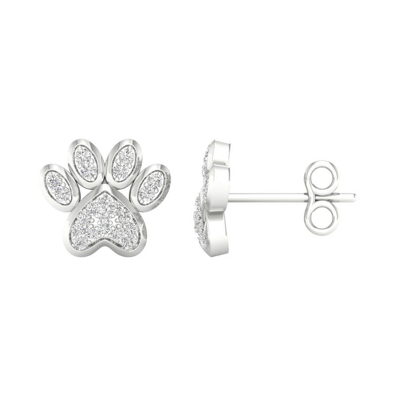 10k Gold Dog Paw Cluster Stud Earrings for Women