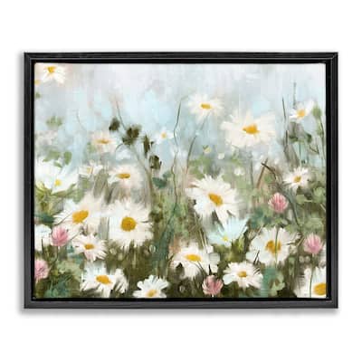 Stupell Daisy Field Painting Framed Floater Canvas Wall Art Design by Nina Blue