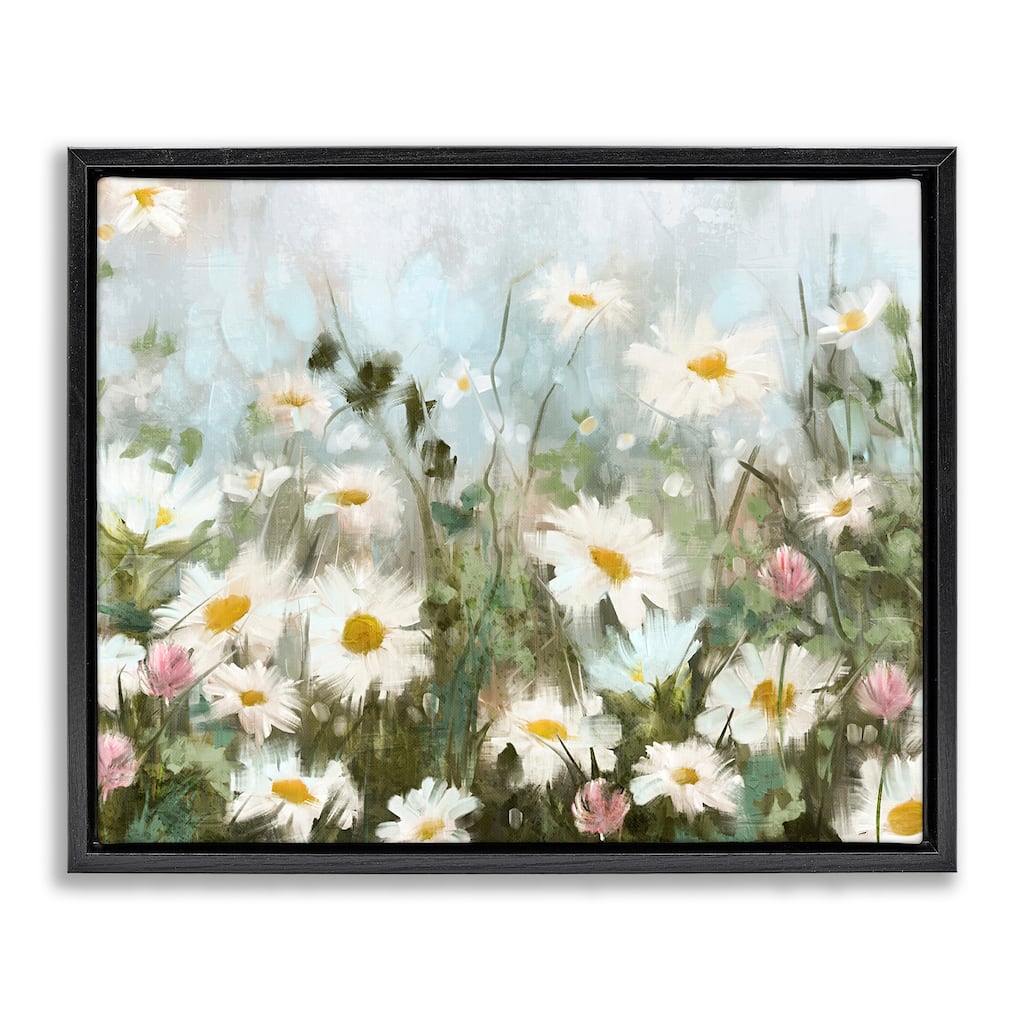 Stupell Daisy Field Painting Framed Floater Canvas Wall Art Design by Nina Blue