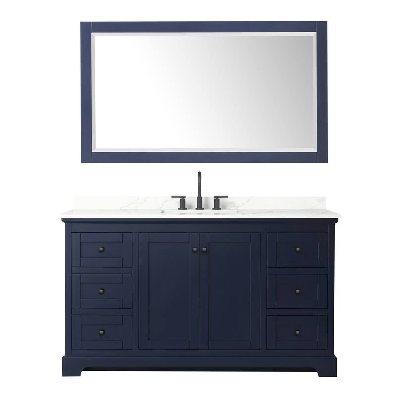 Avery 60-inch Single Vanity, Quartz Top, 58-inch Mirror