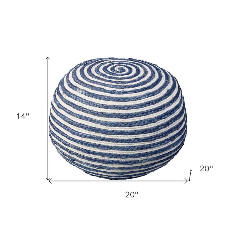 HomeRoots 20" Blue Jute Ottoman