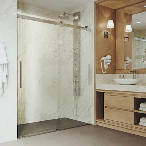 VIGO Caspian Clear Adjustable Frameless Sliding Shower Door