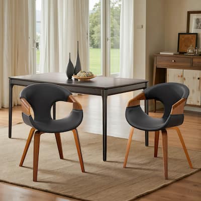 Art Leon Mid-century Modern Faux Leather Bentwood Dining Chair