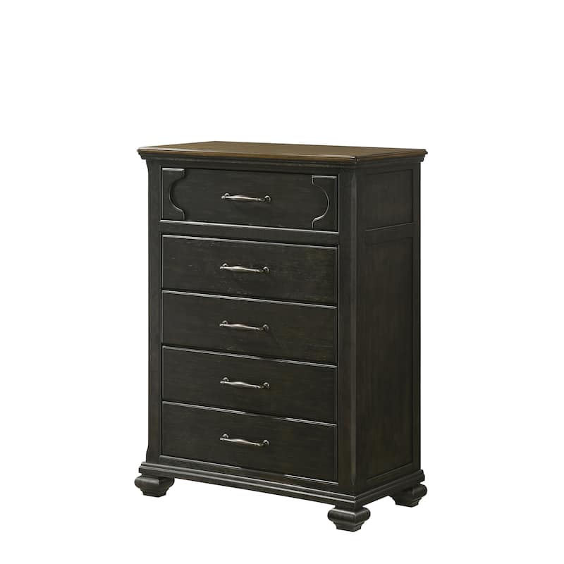 Josalina 5 Piece Brown Modern Contemporary Solid Wood And Veneers Fabric Storage Bedroom Set