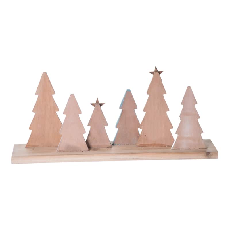 Transpac Wood 18.88 in. Multicolor Christmas Dimensional Tree Mantle