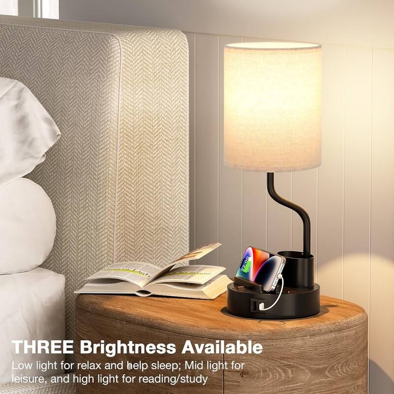 Bedside Table Lamps for Bedroom Set of 2 - Nightstand Light