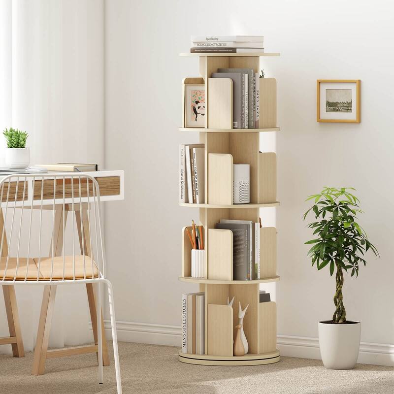 Costway 1/2 PCS 4-Tier Rotating Bookshelf 360° Display Rack with - See Details