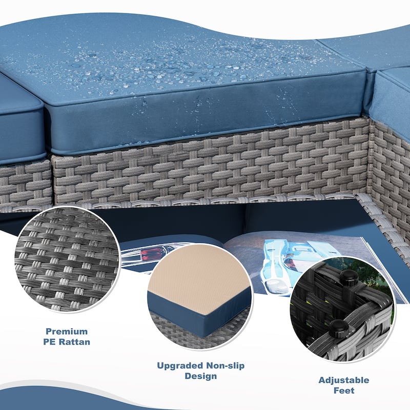 11 Piece Sectional Seating Group with Fire Pit and Cushion