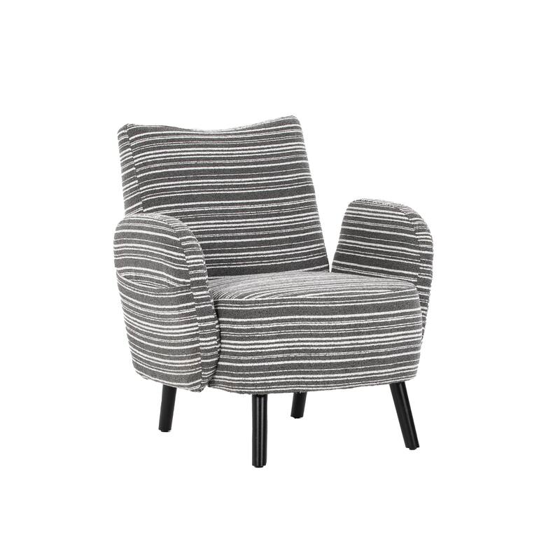 Boucle Upholstered Lounge Armchair, Reading Chair with Side Storage Pocket, Single Sofa Chair with Solid Wood Legs