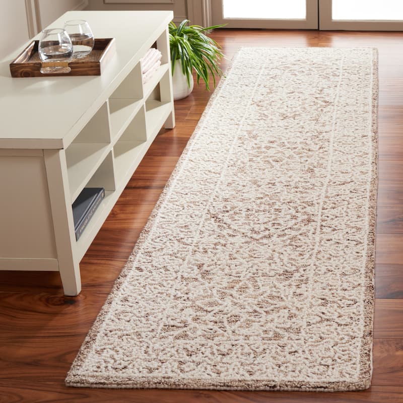 SAFAVIEH Handmade Ebony Imkje Modern Rug - 2'3" x 9' Runner - Brown/Ivory