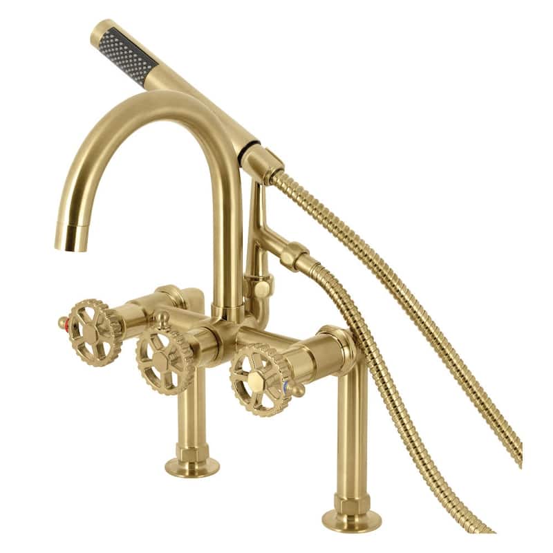 Kingston Brass AE810.CG Fuller Deck Mounted Tub Filler with Built-In - Brushed Brass