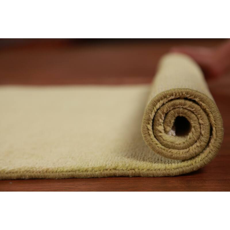Hand Knotted Oriental 100% Wool Carpet Modern Solid Green Gabbeh Runner Rug - 8' 0'' X 2' 10''