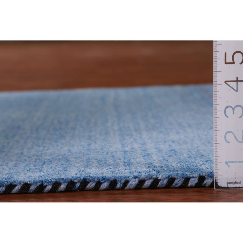 Hand Knotted Oriental 100% Wool Carpet Tribal Animal Pictorial Navy Blue & Blues Gabbeh Runner Rug - 9' 10'' X 2' 6''