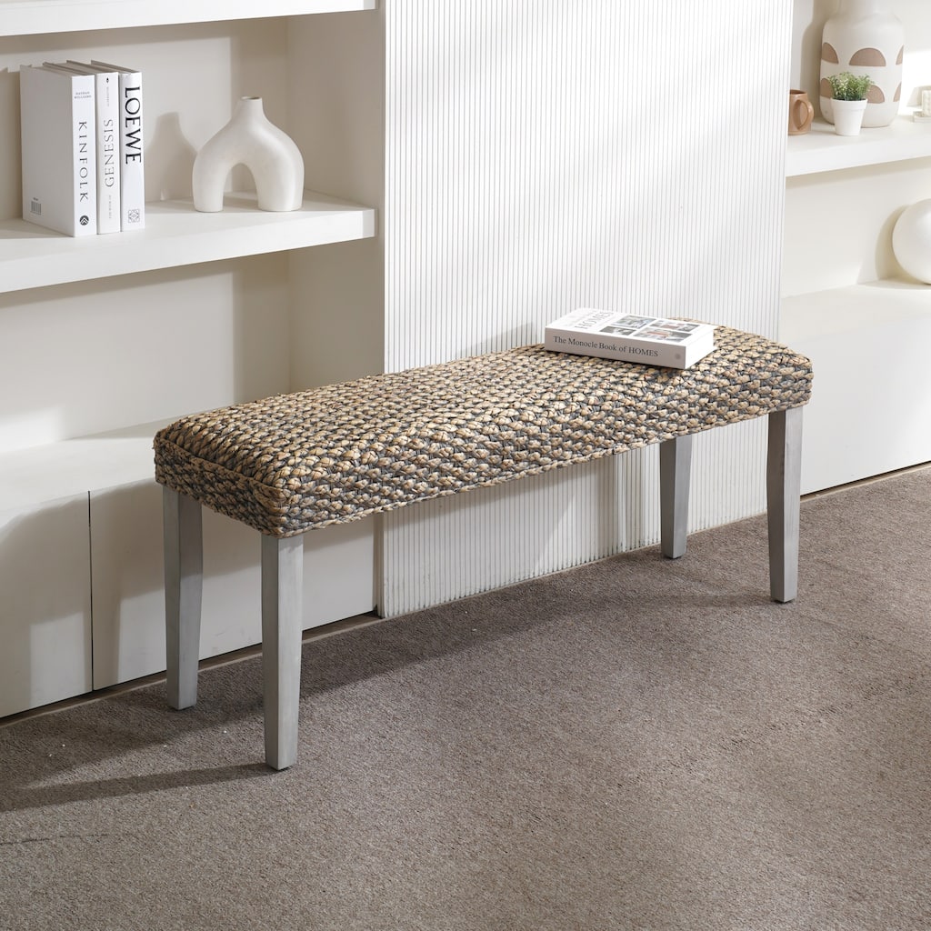 Made4Home Valencia Entryway Bench Water Hyacinth & Acacia Solid Wood