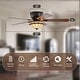 preview thumbnail 5 of 13, Warehouse of Tiffany Margno 52-Inch Flushmount Lighted Ceiling Fan Jewel Cut Design Tiffany Glass Lamp Black Finish