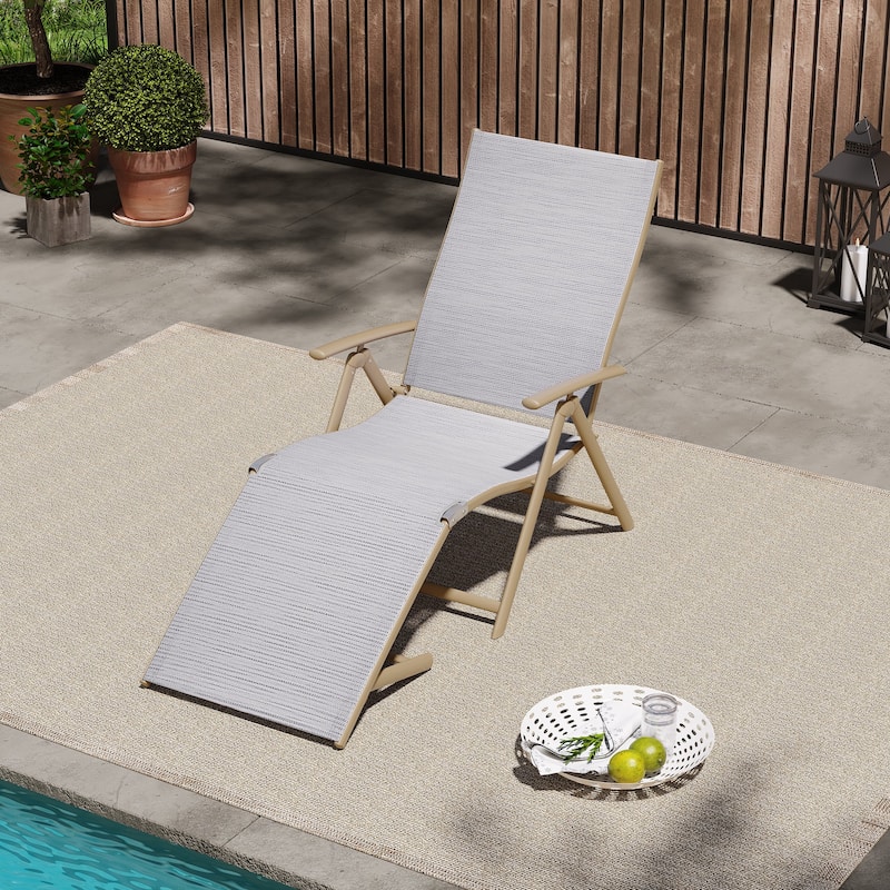 VredHom Outdoor Aluminum Portable Folding Chaise Lounge Chair - 70" L x 20" W x 14" H