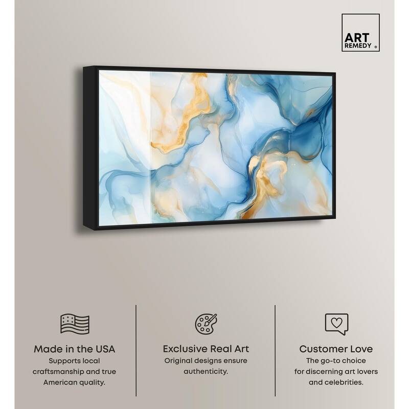 Blue Veined Gold Canvas by Art Remedy