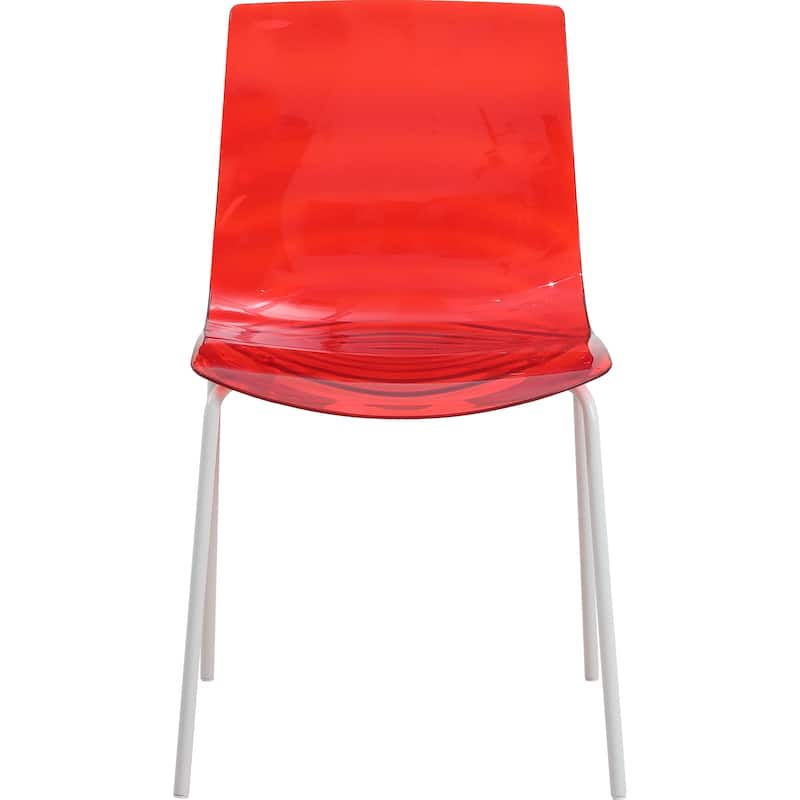 Ergonomic Dinning Chair Ripple Design in White Base Seat Set of 4