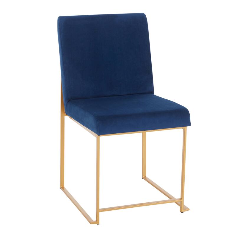 Silver Orchid Forrest Gold High Back Dining Chair - Set of 2 - Blue Velvet