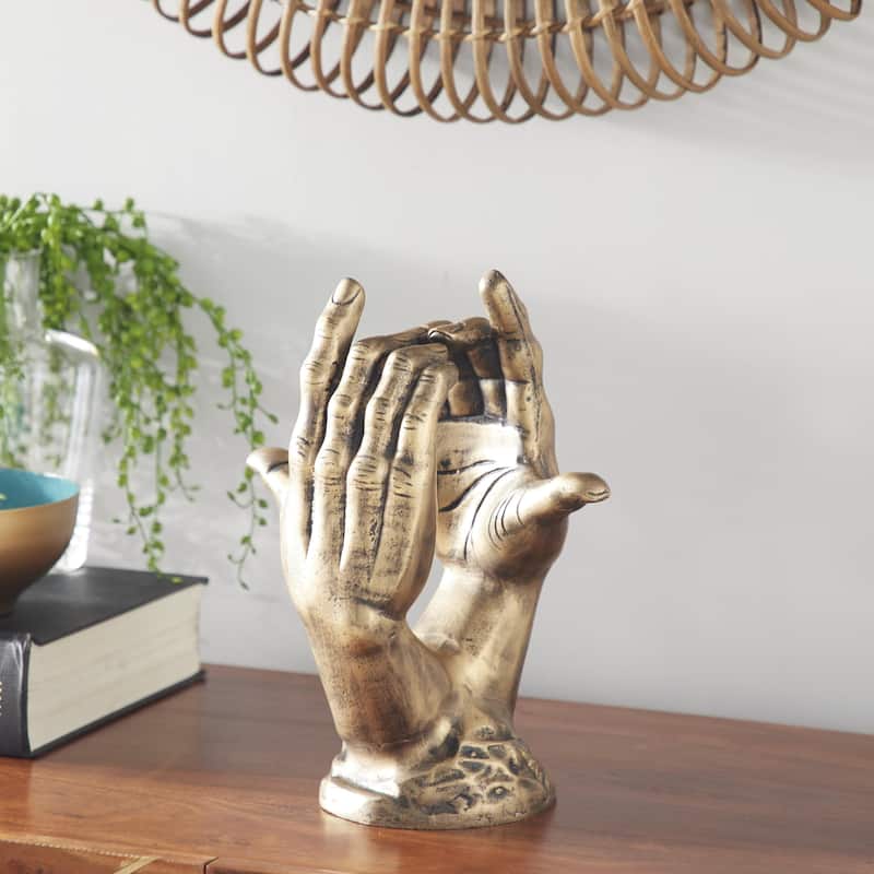 Aluminum Metal Hands Sculpture - Gold - Roche River Decor