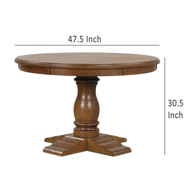 Dinie Dining Table, Classic Turned Base, Chestnut Brown Wood 48 Inch
