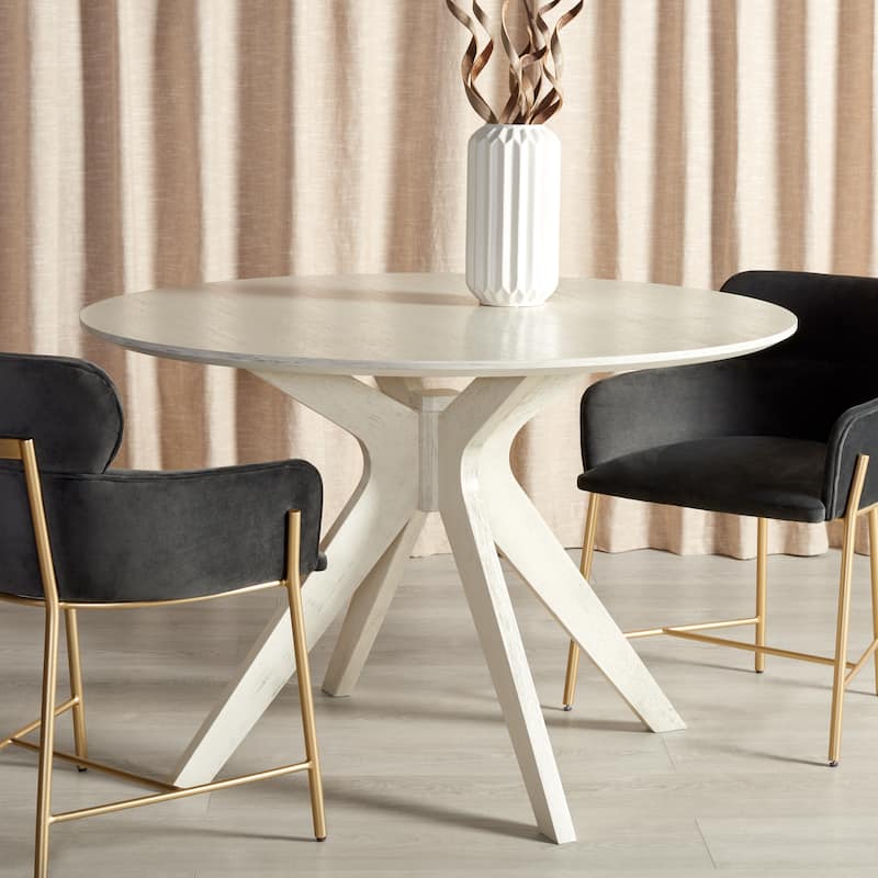 SAFAVIEH Couture Meiko 46-inch Round Dining Table - 46 In W x 46 In D x 30 In H - 46Wx46Dx30H - White Wash